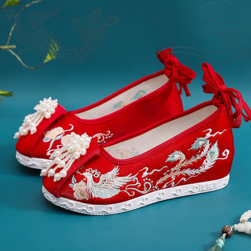 Women's Bride Old Embroidered Beaded For Canvas Shoes