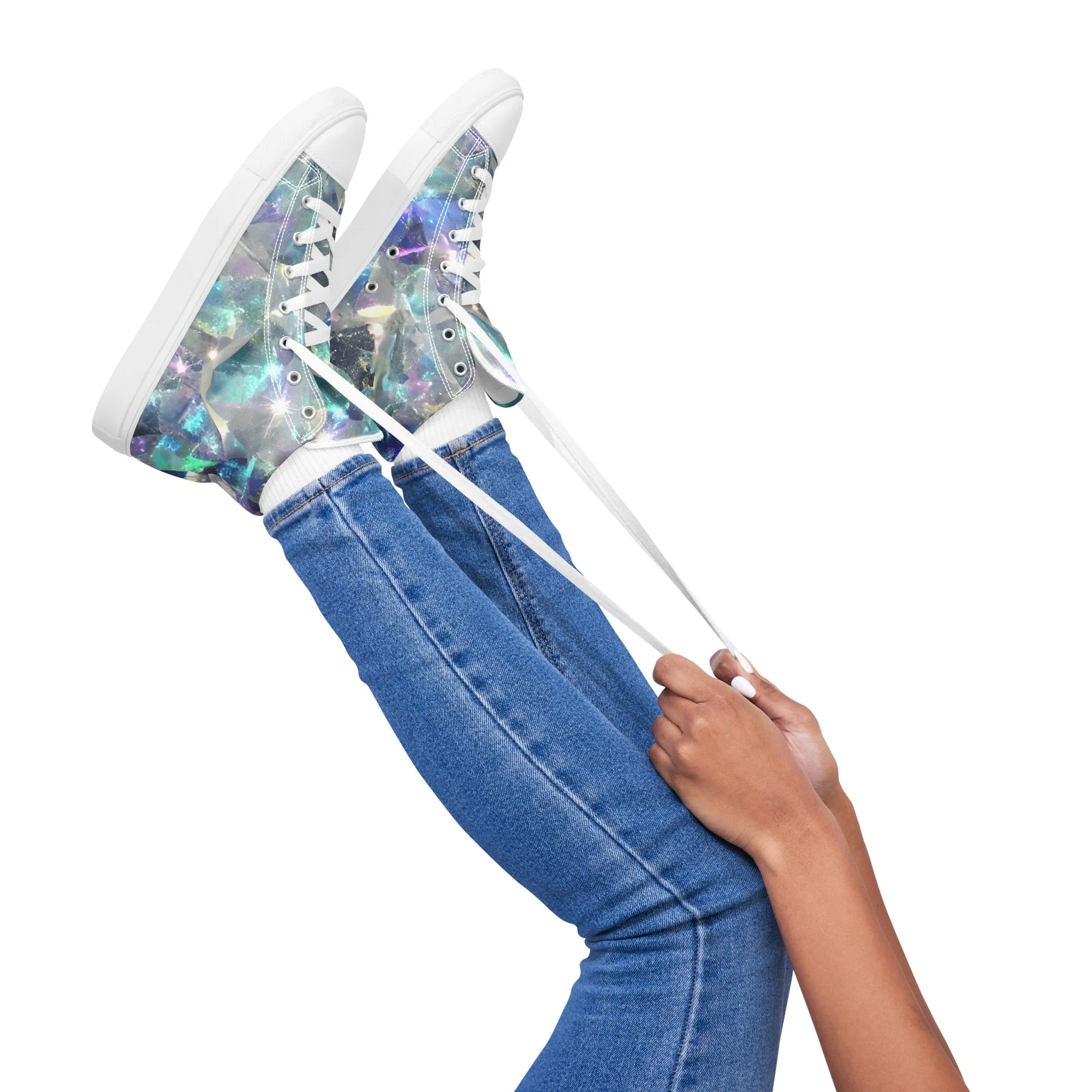 Women’s Crystal Print high top canvas shoes, Women's High Top Sneakers