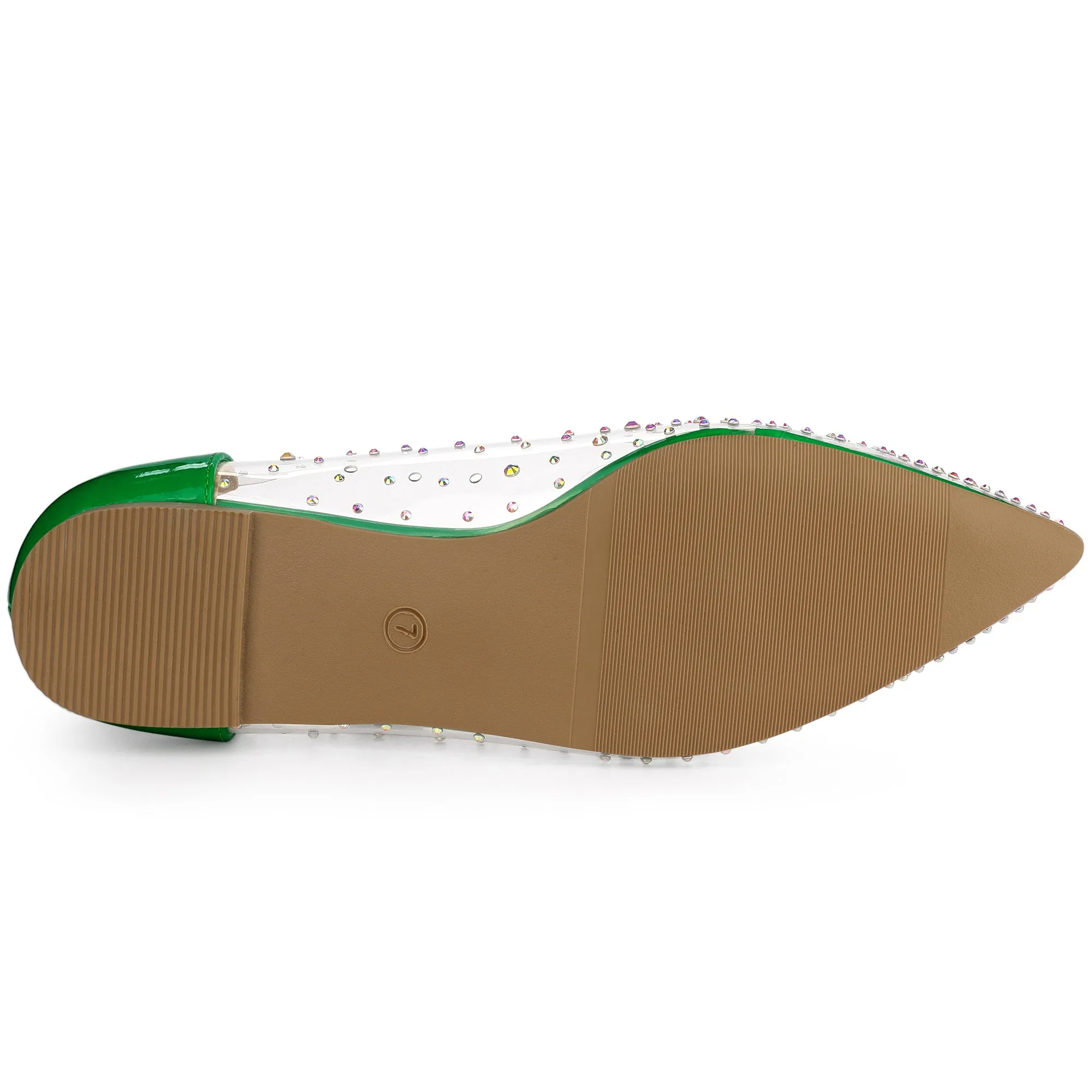 Women's Pointed Toe Clear Rhinestone Ballet Flats