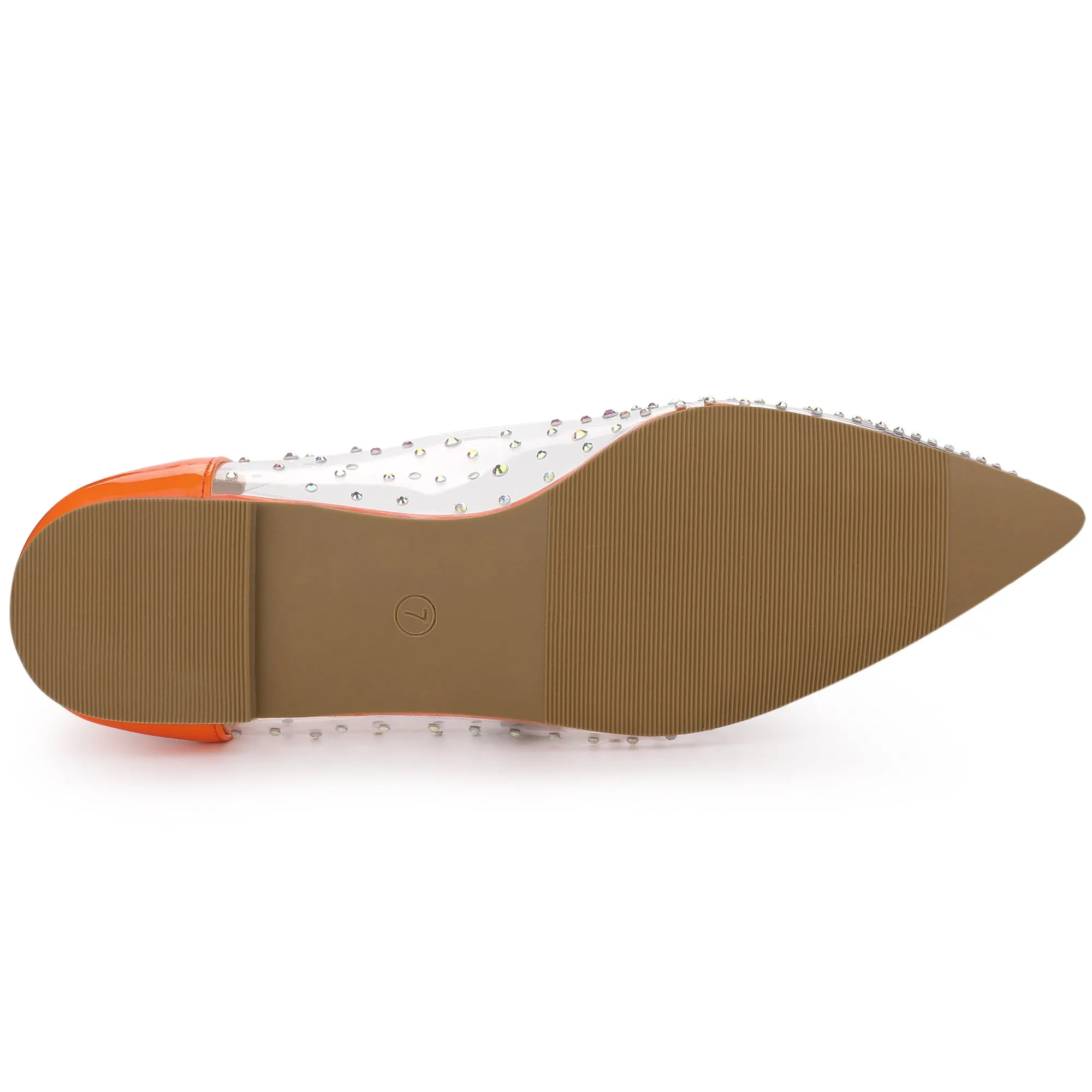 Women's Pointed Toe Clear Rhinestone Ballet Flats