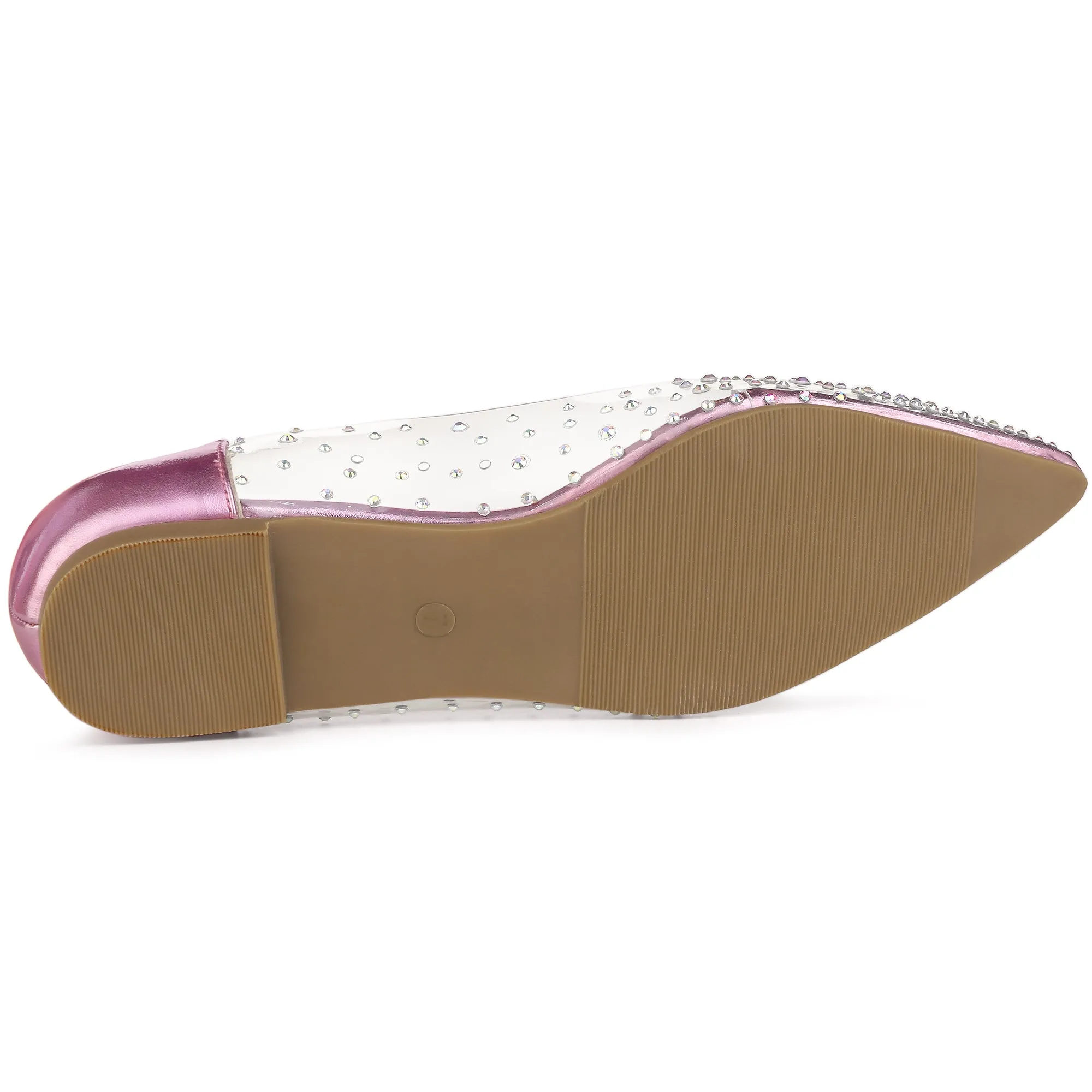 Women's Pointed Toe Clear Rhinestone Ballet Flats
