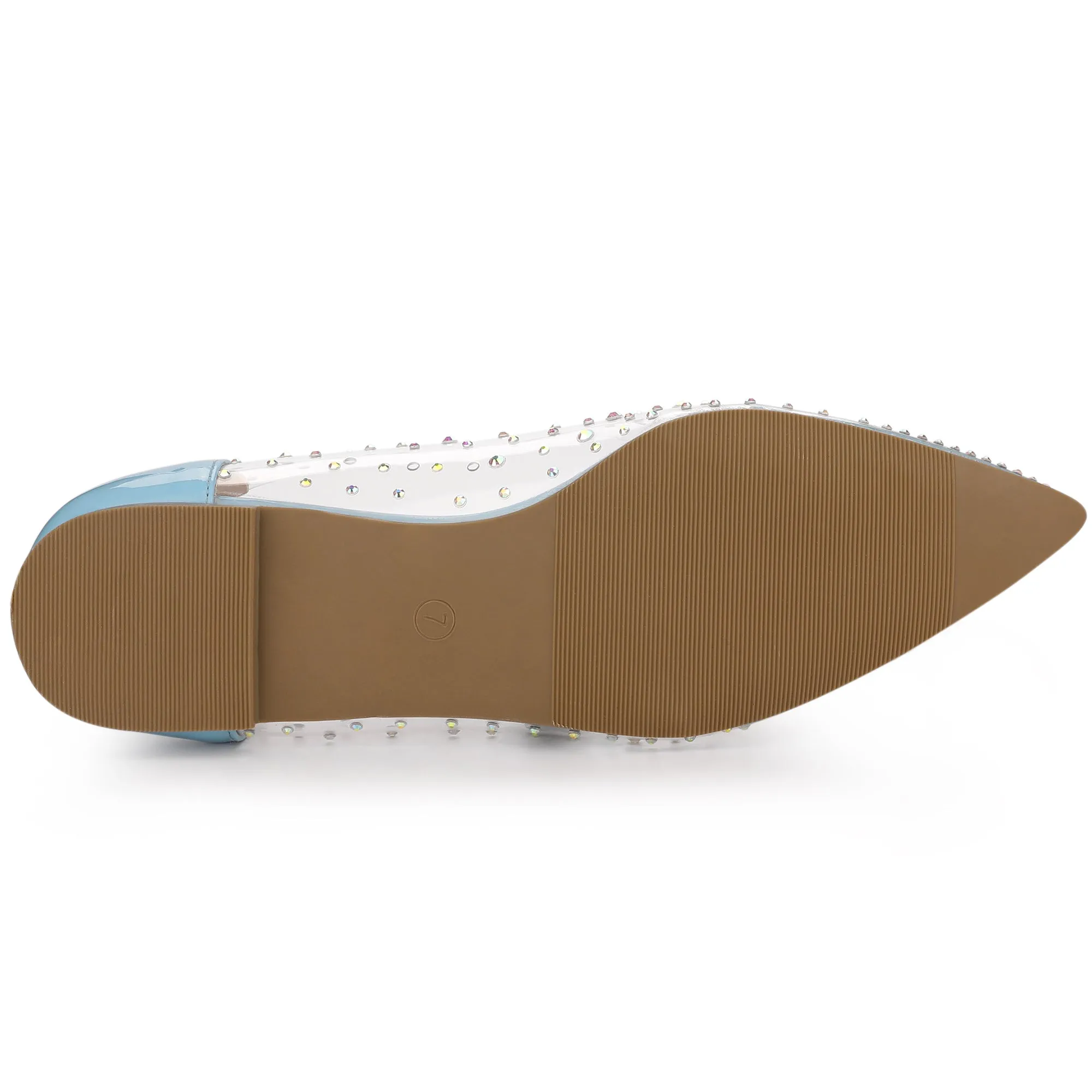 Women's Pointed Toe Clear Rhinestone Ballet Flats