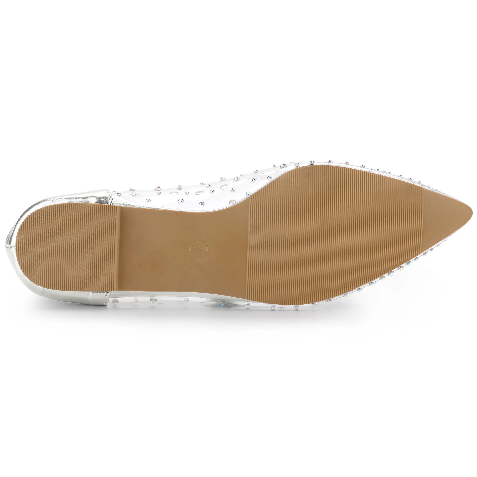 Women's Pointed Toe Clear Rhinestone Ballet Flats